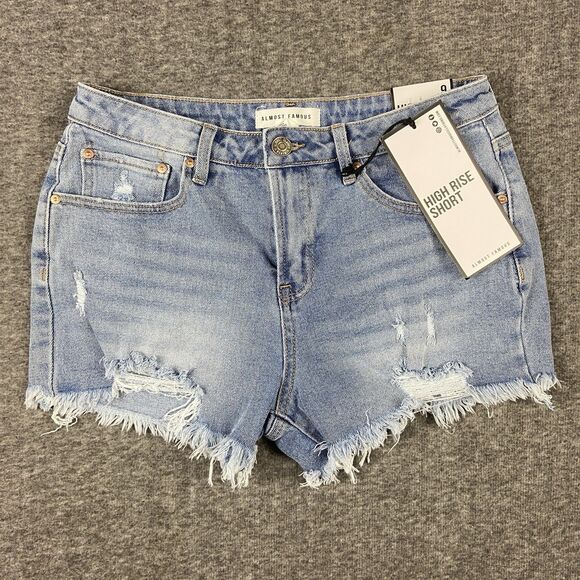 Almost Famous Pants - Almost Famous Cutoff Shorts Womens Juniors 9 High Rise Short Distressed Light